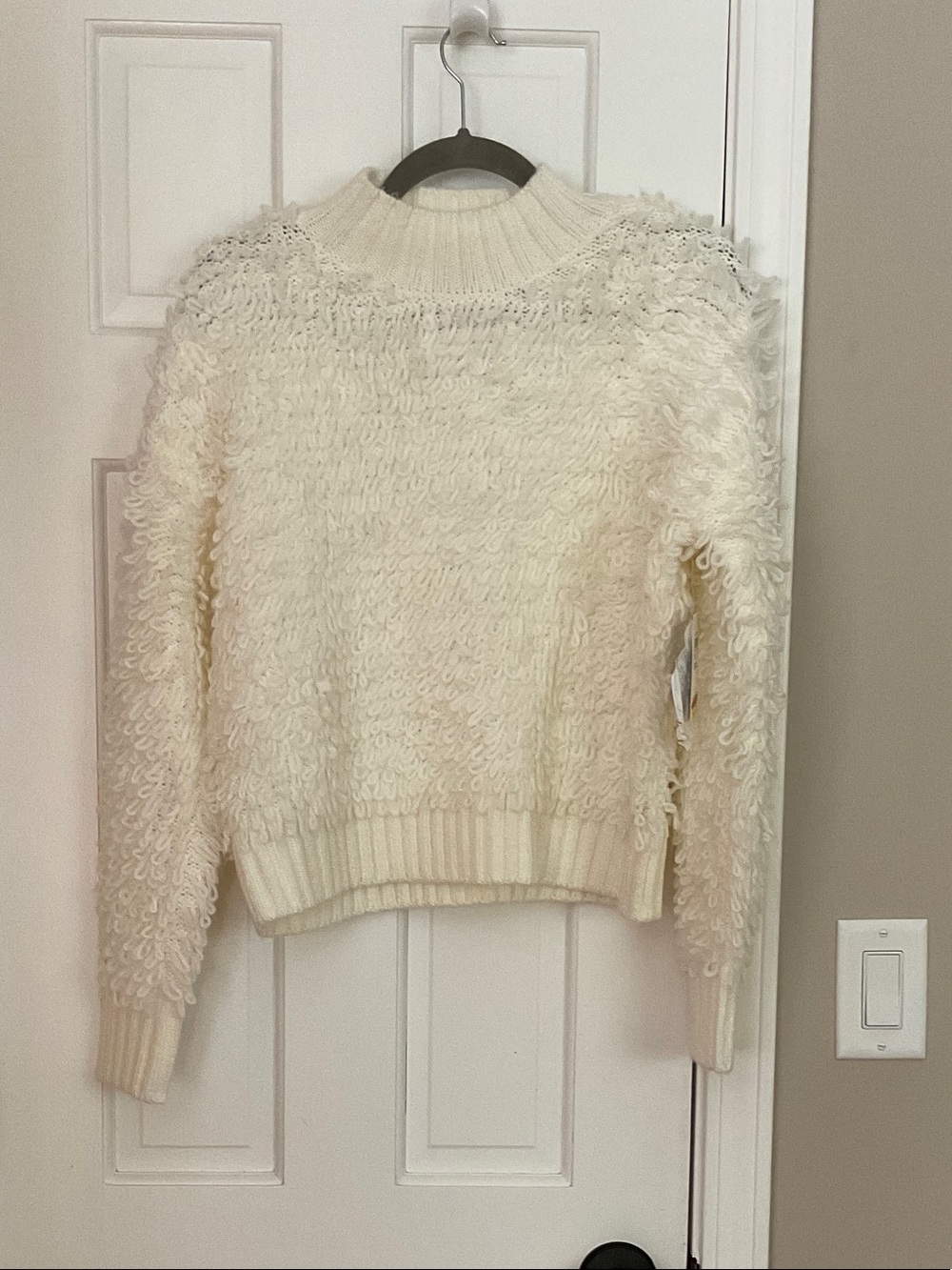 Cozy Cream Loop-Textured Turtleneck Sweater